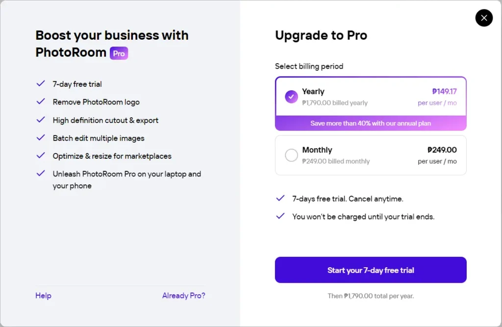 Photoroom pricing