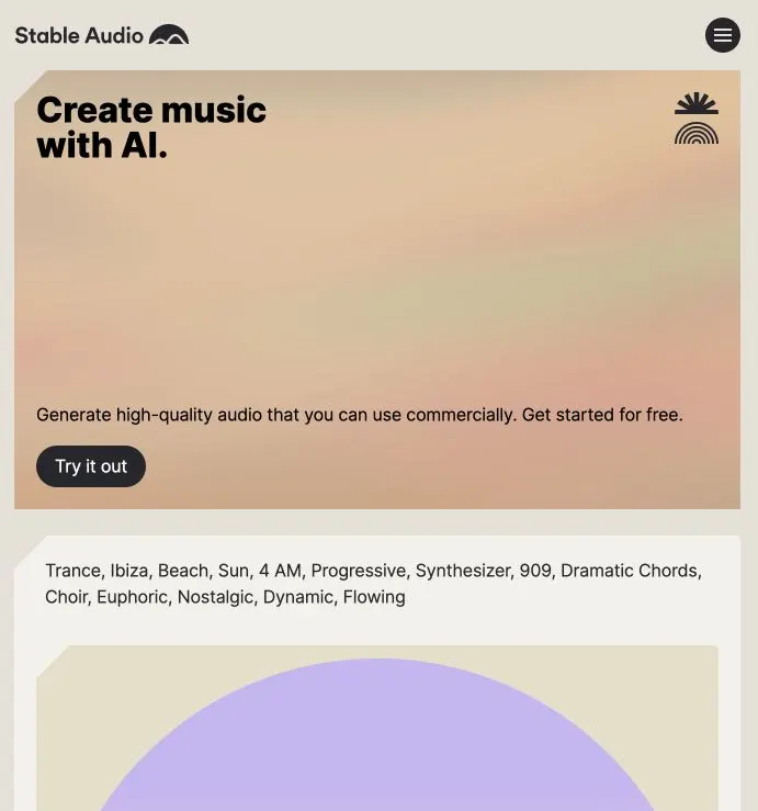 Stableaudio Homepage Music Generator