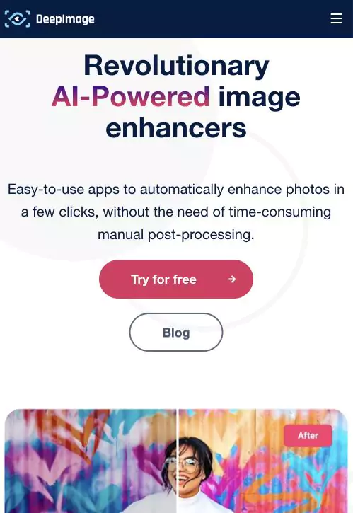 Deep Image Mobile Homepage - Image Enhancer