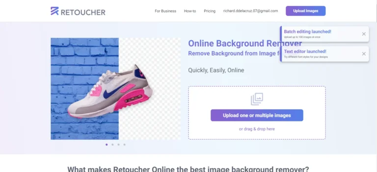 Homepage Dekstop Retoucher AI Tool