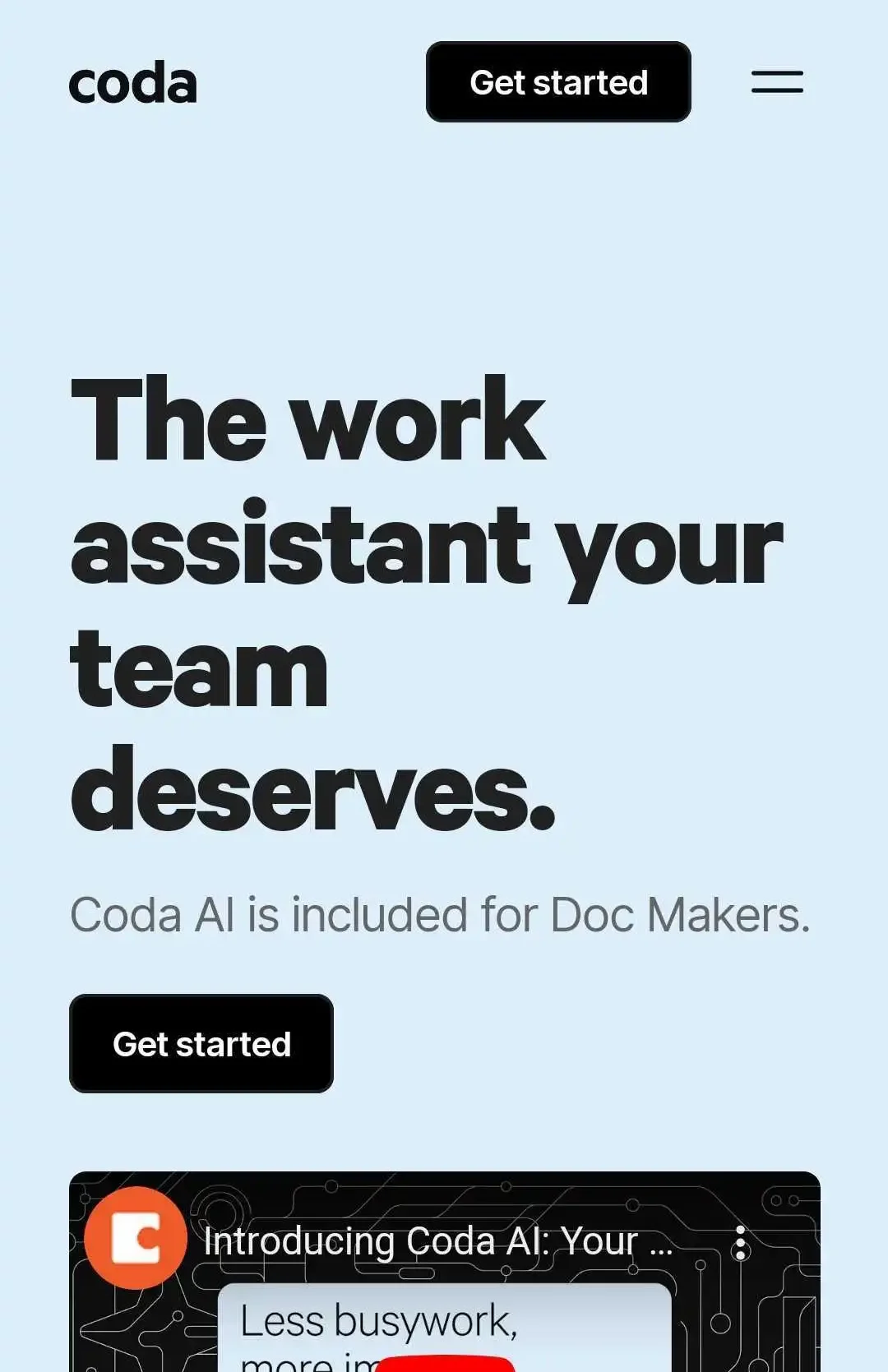 Coda AI Mobile Homepage - AI Work Assistant