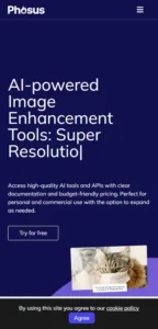 Phosus Mobile Homepage - AI Image Enhancer