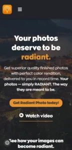 Radiant Mobile homepage - Ai Image Enhancer