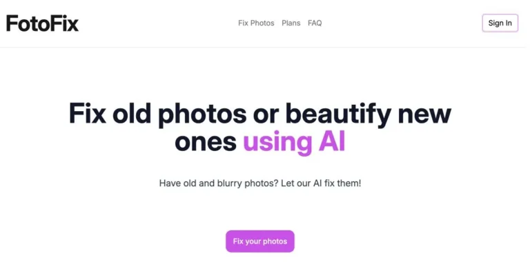 Fotofix Desktop homepage - AI image Enhancer tool