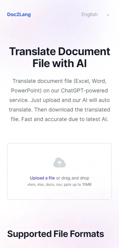 Doc2Lang Header Mobile Image - AI based Translator