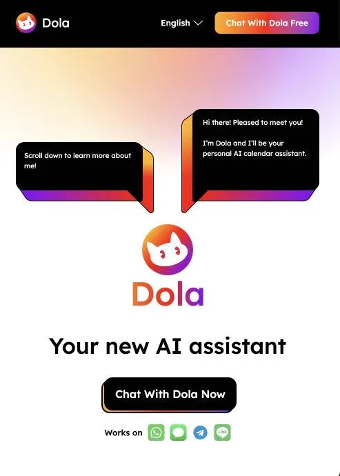 Dola AI Calendar Assistant Homepage - AIPR reviews