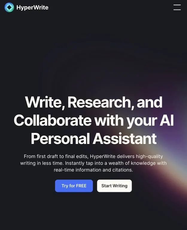Hyperwrite AI Assistant - Homepage Mobile - AIPR product Reviews