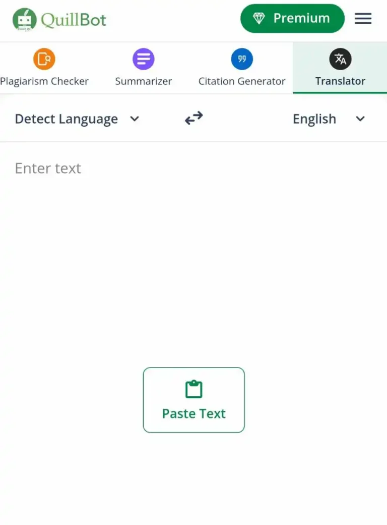 Quillbot Translator AI - Homepage Mobile
